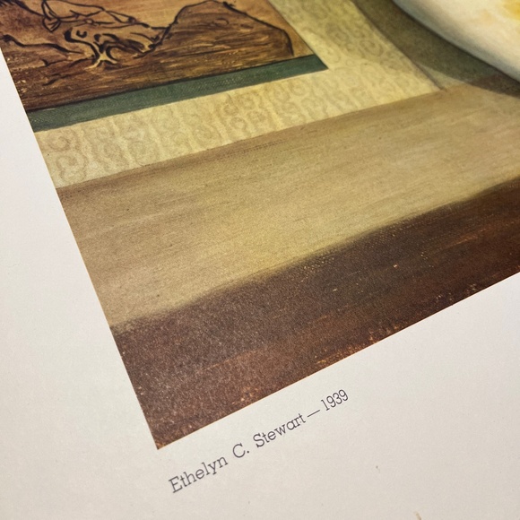 Vintage Large Lithograph Ethelyn C Stewart 1939 Masters 28x22 Art Autumn Summer - Picture 3 of 17